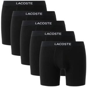 imageLacoste mens Cotton Stretch Essentials Boxer Briefs 5packBlack With Black Waistbands