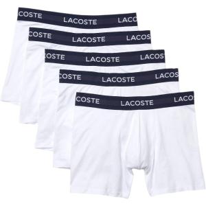 imageLacoste mens Cotton Stretch Essentials Boxer Briefs 5packWhite New
