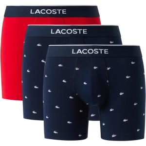 imageLacoste mens Cotton Stretch Mini Croc Print Boxer Briefs 3pack Amazon ExclusivesNavy BlueNavy BlueRed