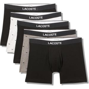 imageLacoste mens Cotton Stretch Mini Croc Print Boxer Briefs 5pack Amazon ExclusivesBlackPitch ChineSilver