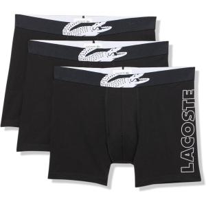 imageLacoste mens Cotton Stretch Print Animation Boxer Briefs 3packBlack