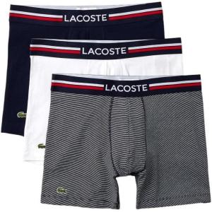 imageLacoste mens Cotton Stretch Print Animation Boxer Briefs 3packNavy BlueWhite