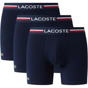 imageLacoste mens Cotton Stretch Tricolor Waistband Boxer Briefs 3pack Amazon ExclusivesNavy Blue