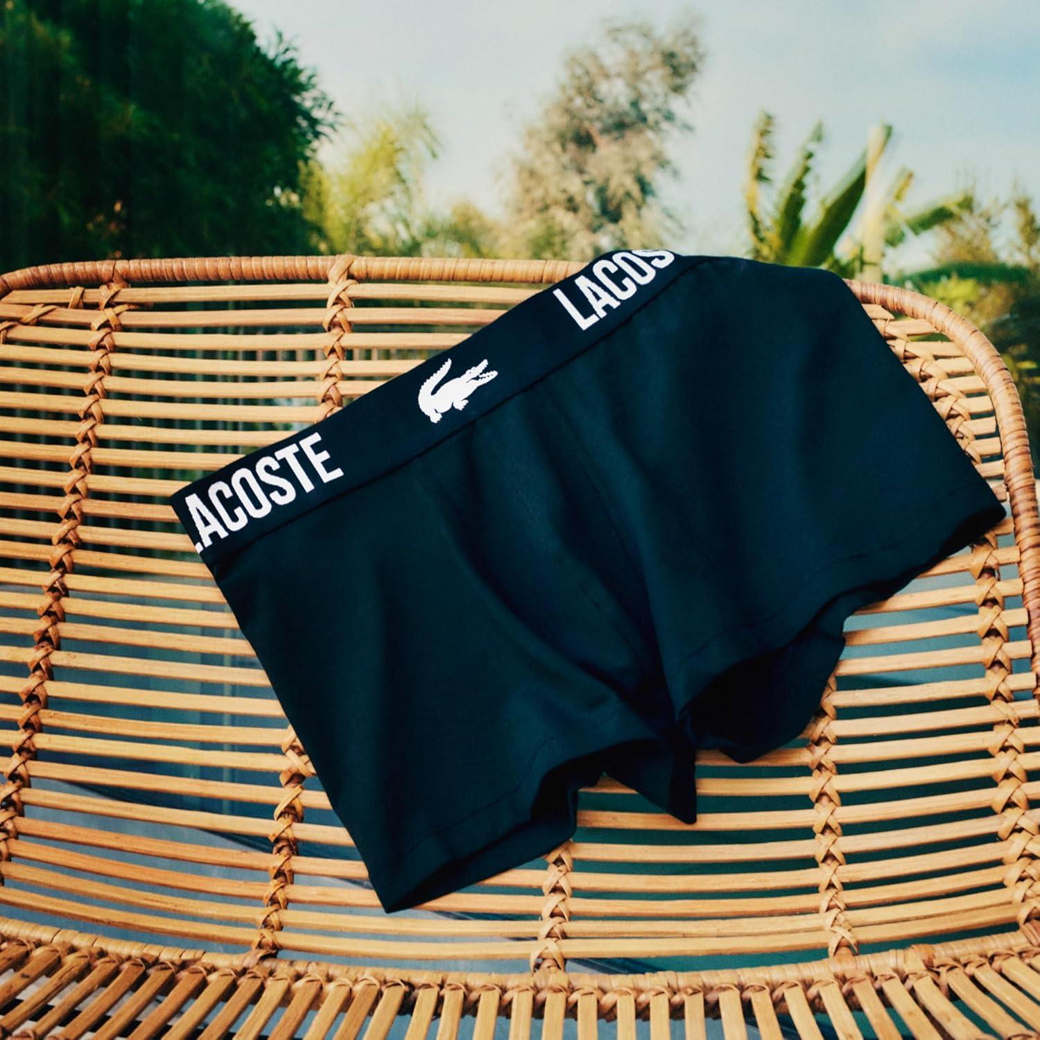 imageLacoste Mens Cotton Stretch Lacoste Croc Trunks 3PackBlackRedWhite