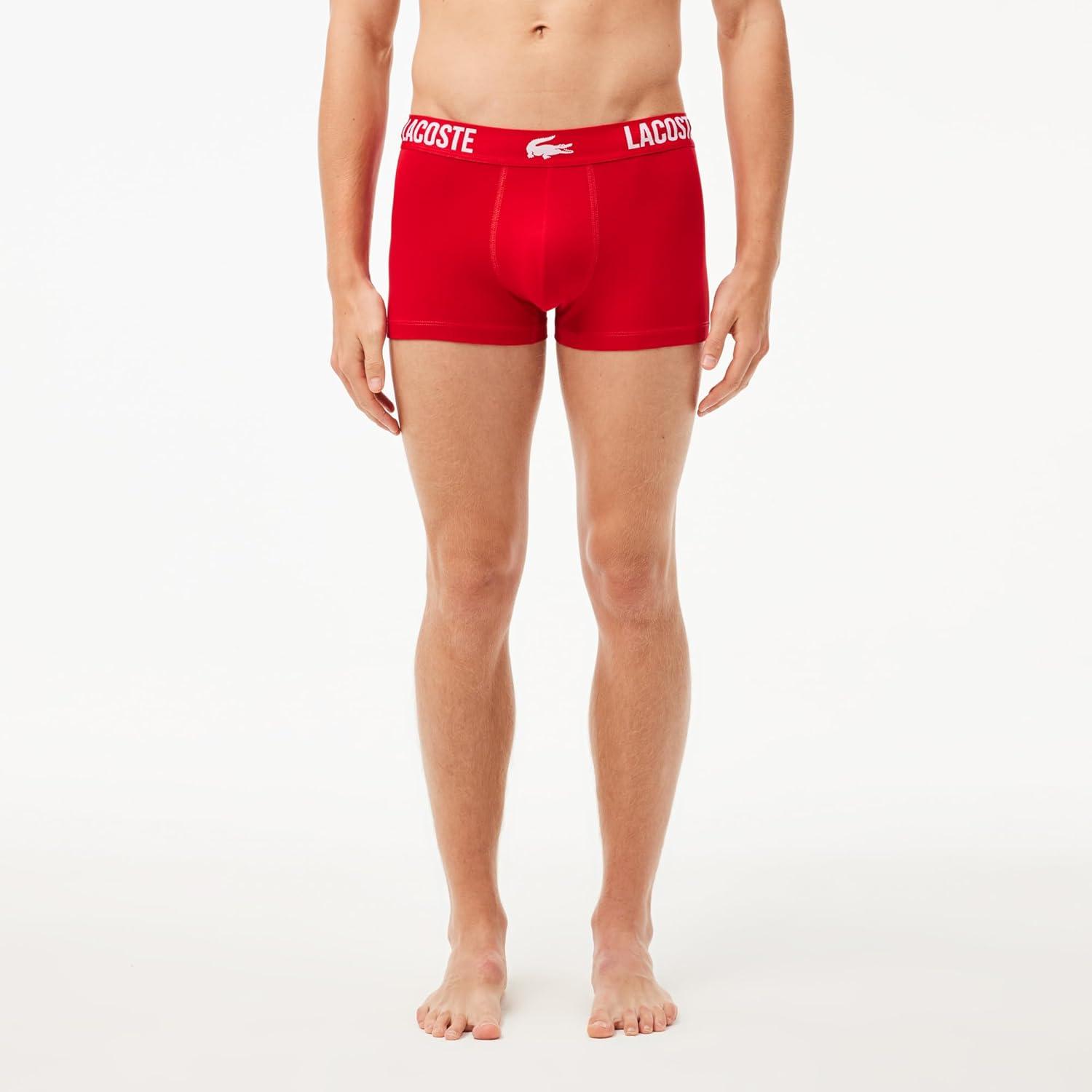 imageLacoste Mens Cotton Stretch Lacoste Croc Trunks 3PackBlackRedWhite