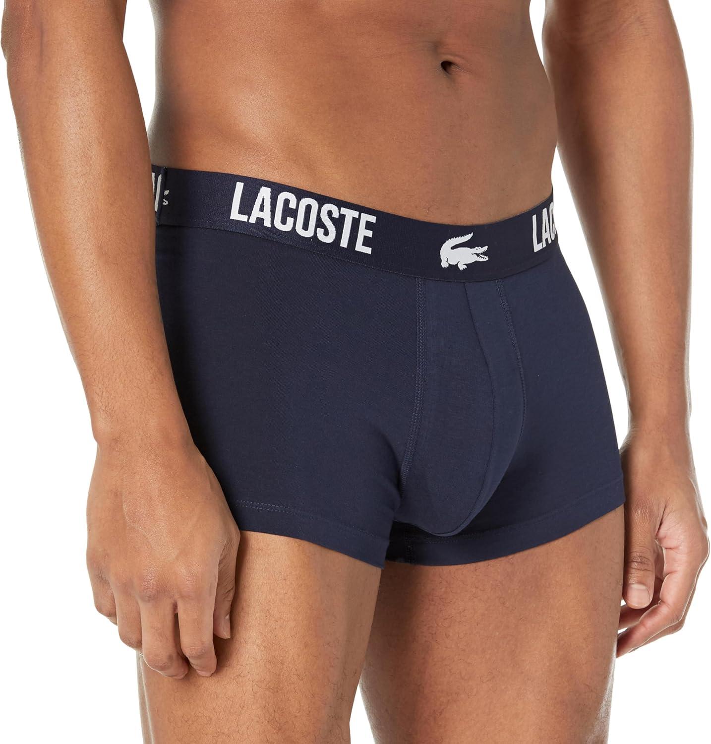 imageLacoste Mens Cotton Stretch Lacoste Croc Trunks 3PackDove GreyNavy BlueSunrise