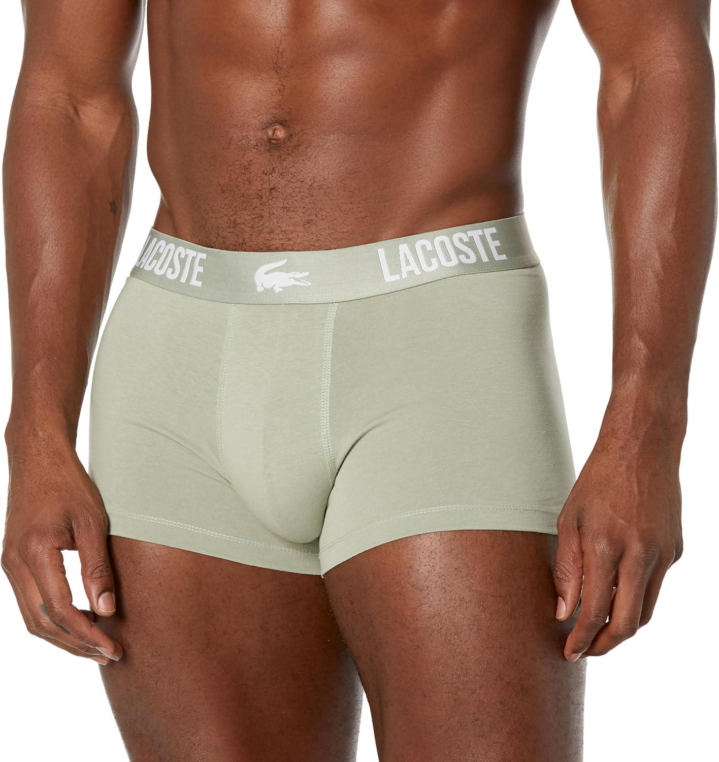 imageLacoste Mens Cotton Stretch Lacoste Croc Trunks 3PackLight KhakiBlue NightArctic Blue