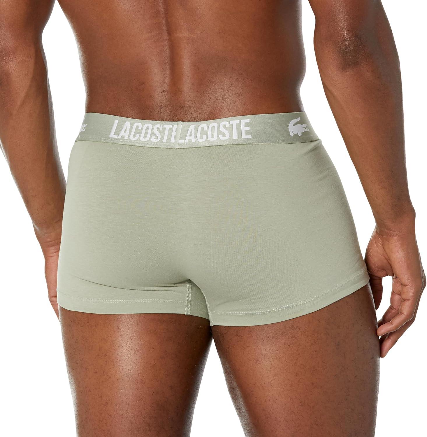 imageLacoste Mens Cotton Stretch Lacoste Croc Trunks 3PackLight KhakiBlue NightArctic Blue