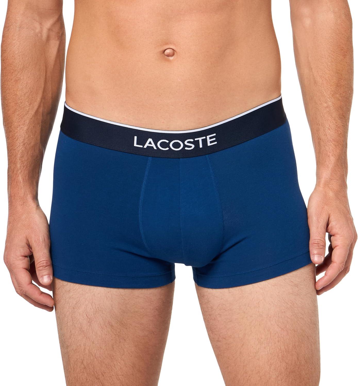 imageLacoste Mens Cotton Stretch Mini Croc Print Trunks 3packKhaki GreenGreyBlue