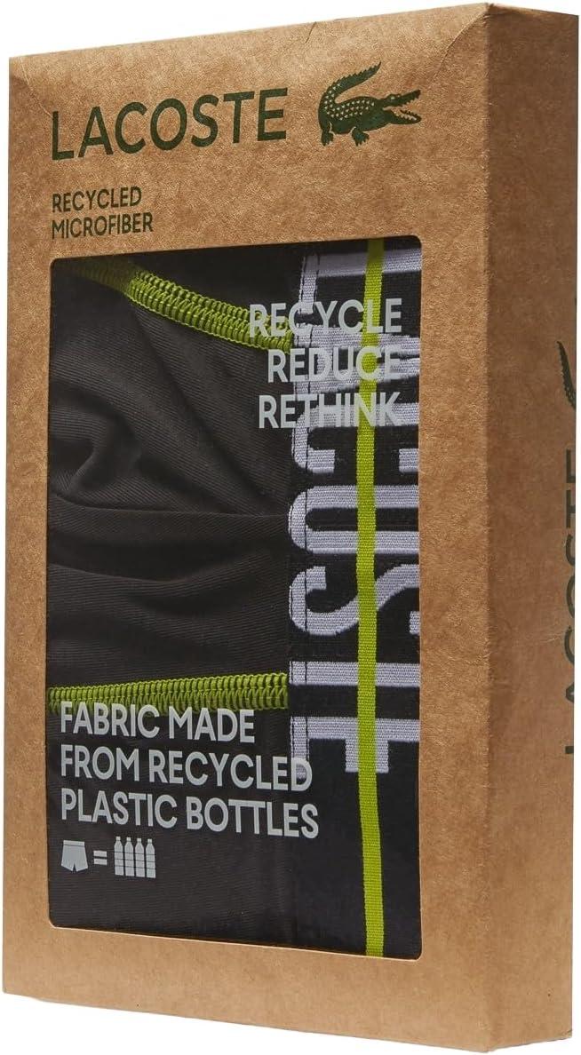 imageLacoste mens Cotton Stretch Big Croc Print Trunks 3packGraphite With BlackBright Lime Waistbands