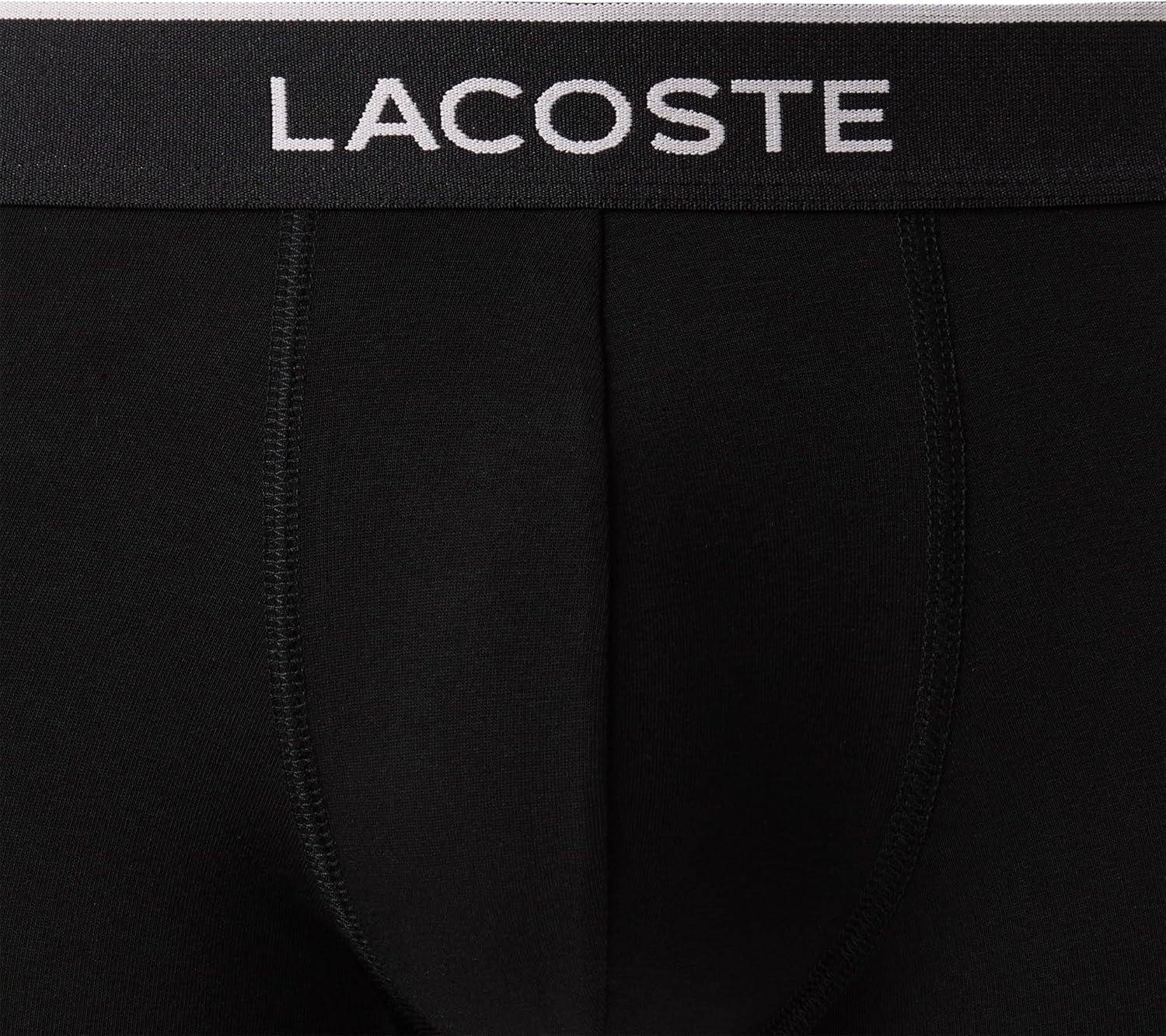 imageLacoste mens Cotton Stretch Essentials Trunks 3pack Amazon ExclusivesBlackFlamingoOverviewLiamone