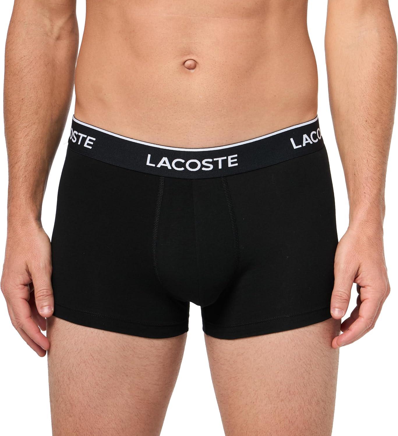 imageLacoste mens Cotton Stretch Essentials Trunks 3pack Amazon ExclusivesBlackWhiteCaptainGreen