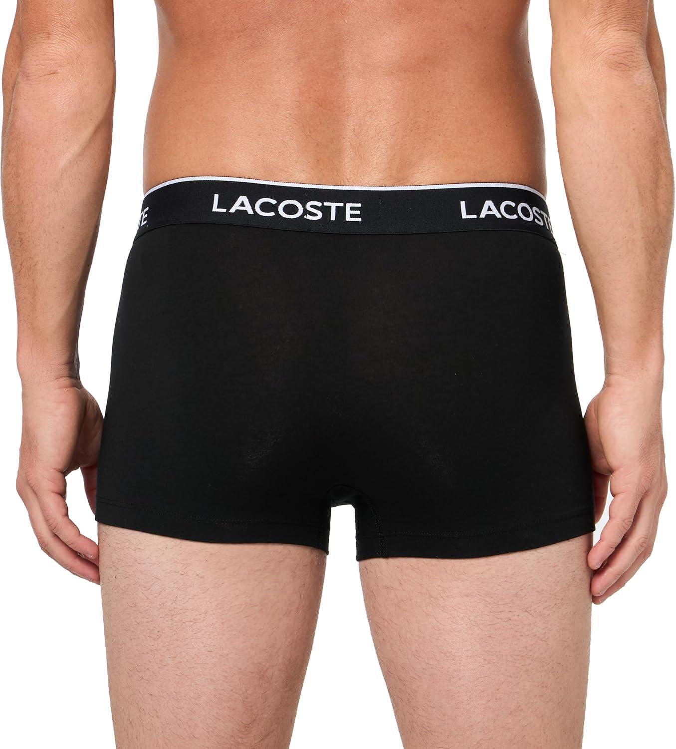 imageLacoste mens Cotton Stretch Essentials Trunks 3pack Amazon ExclusivesBlackWhiteCaptainGreen