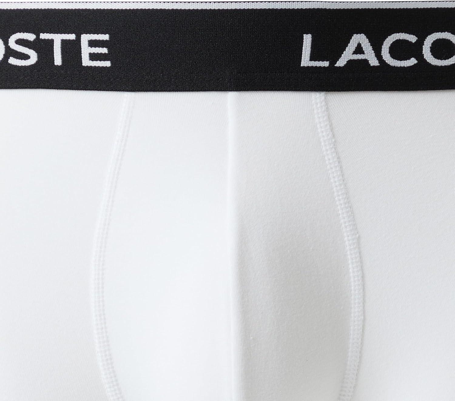 imageLacoste mens Cotton Stretch Essentials Trunks 3pack Amazon ExclusivesBlackWhiteLead Grey