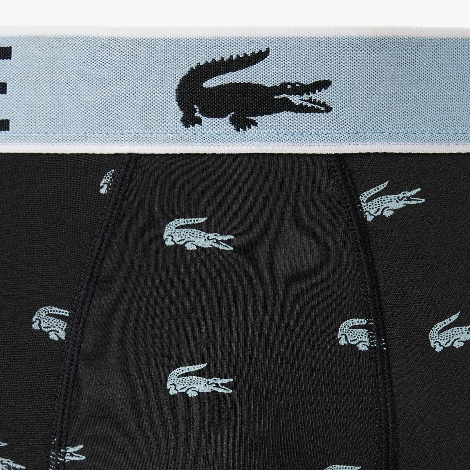 imageLacoste mens Cotton Stretch Print Animation Trunks 3packBlackNavyWhite