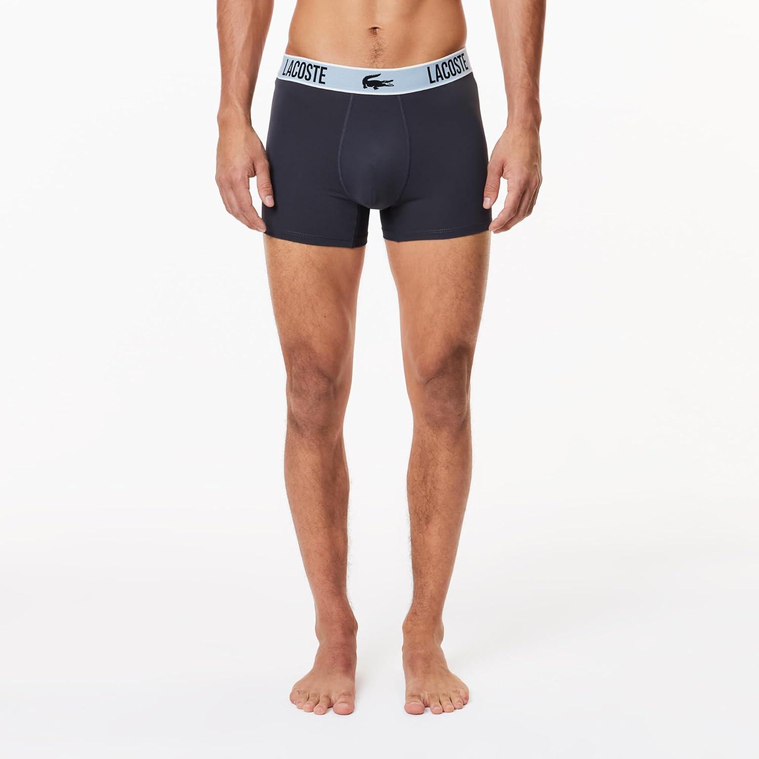 imageLacoste mens Cotton Stretch Print Animation Trunks 3packBlackNavyWhite