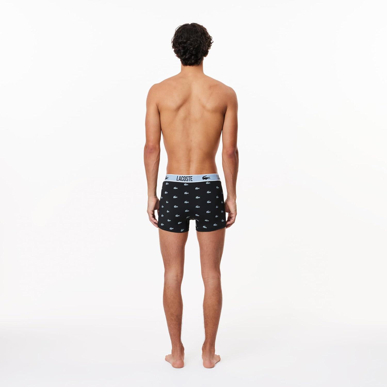imageLacoste mens Cotton Stretch Print Animation Trunks 3packBlackNavyWhite