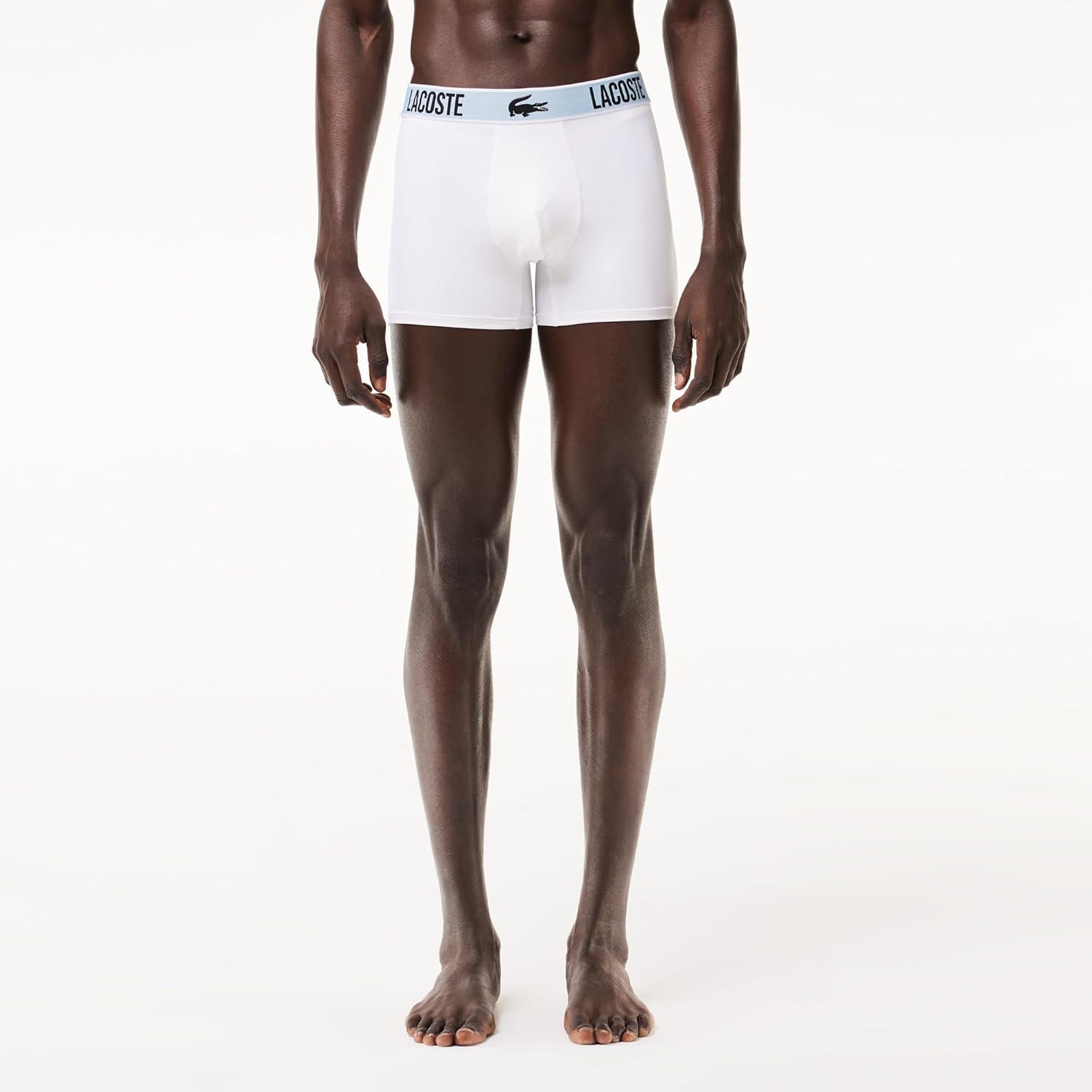 imageLacoste mens Cotton Stretch Print Animation Trunks 3packBlackNavyWhite