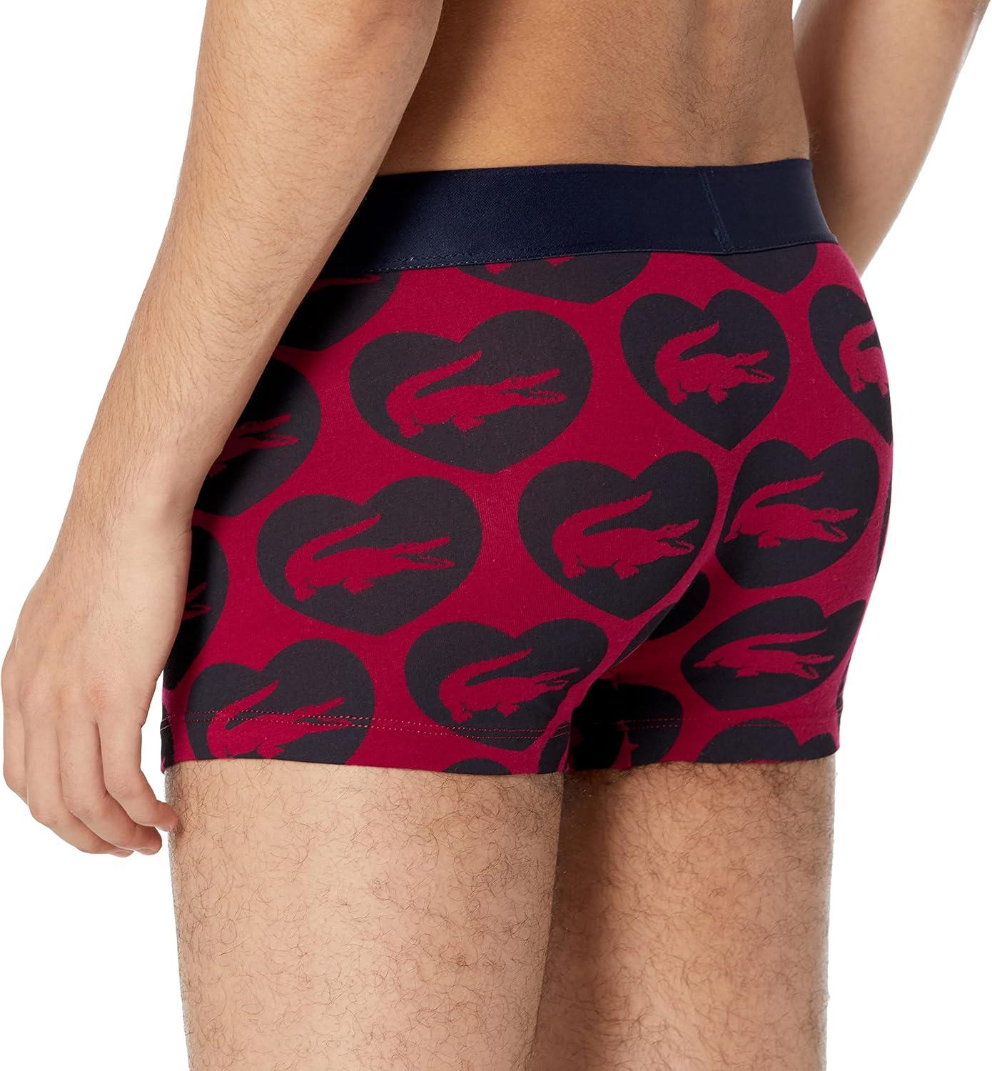 imageLacoste mens Cotton Stretch Print Animation Trunks 3packBordeauxNavy Blue