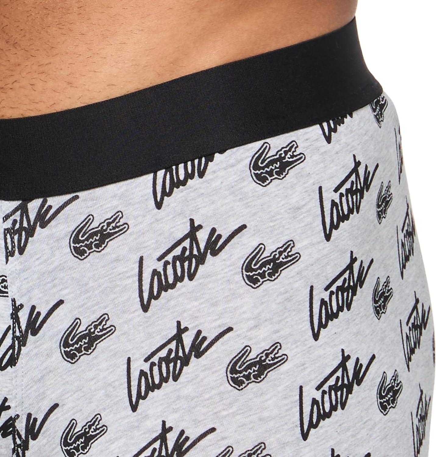 imageLacoste mens Cotton Stretch Print Animation Trunks 3packGreyBlack