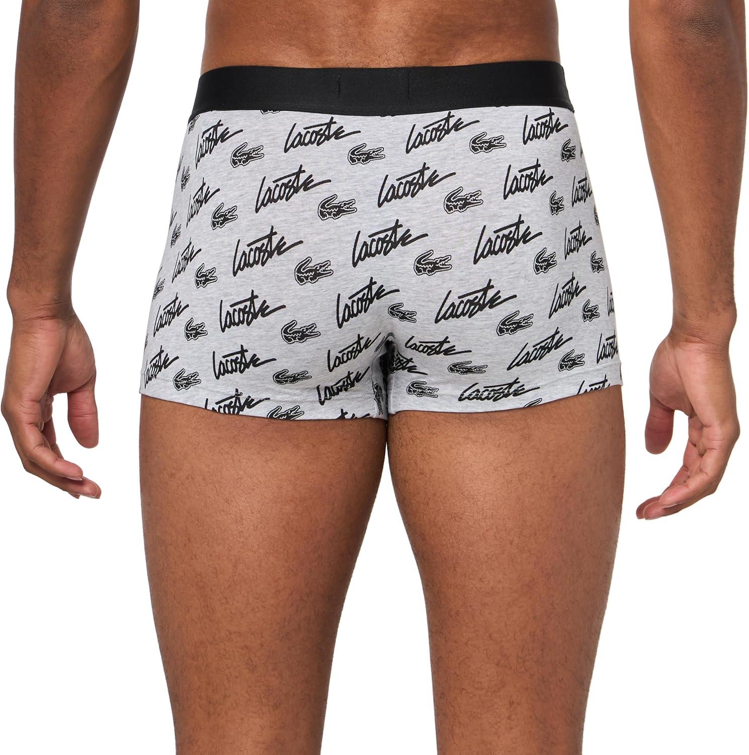 imageLacoste mens Cotton Stretch Print Animation Trunks 3packGreyBlack