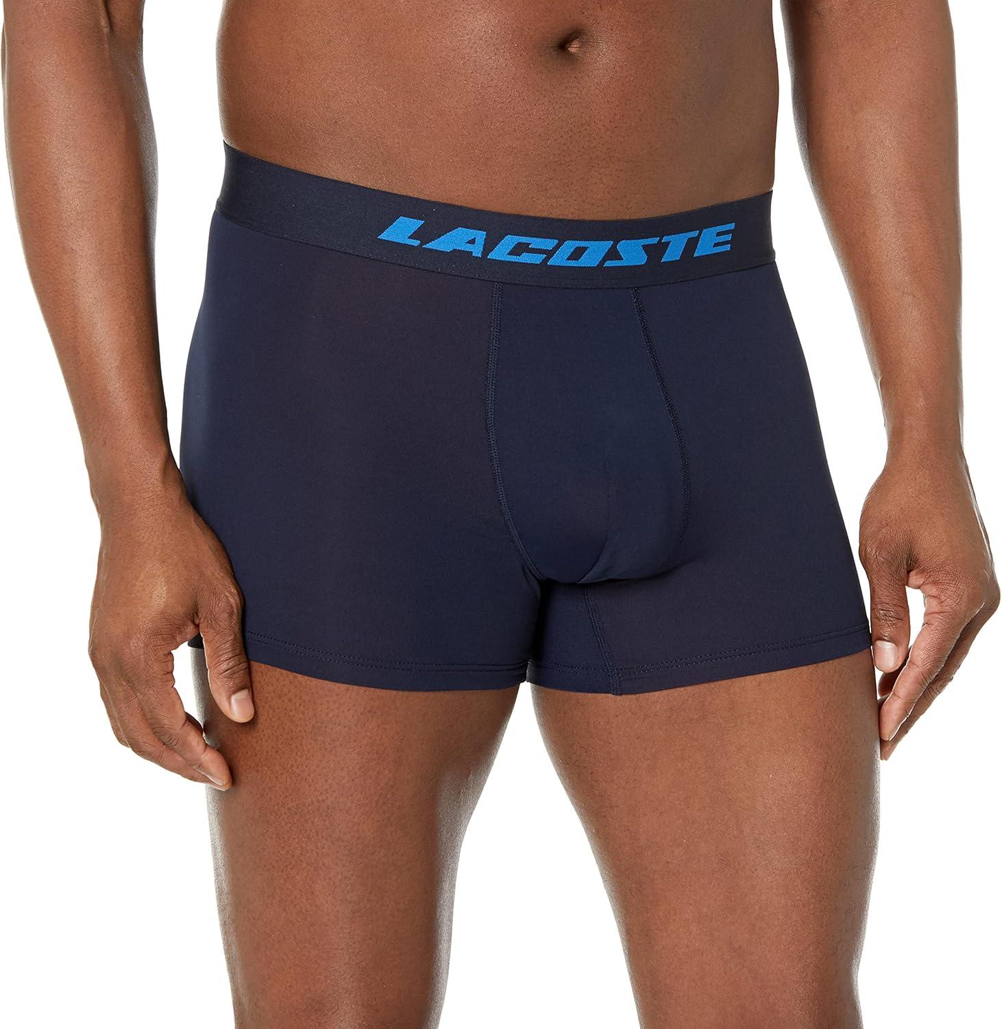imageLacoste mens Cotton Stretch Print Animation Trunks 3packImperial BlueNavy BlueWhite