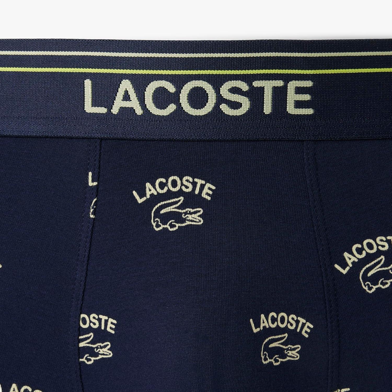 imageLacoste mens Cotton Stretch Print Animation Trunks 3packNavy BluePollenFirefly