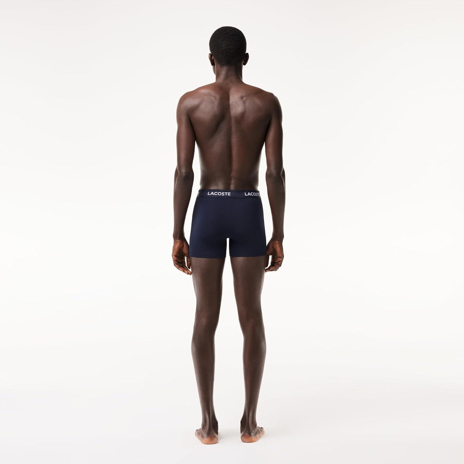 imageLacoste mens Cotton Stretch Print Animation Trunks 3packNavy BlueWhiteRed New