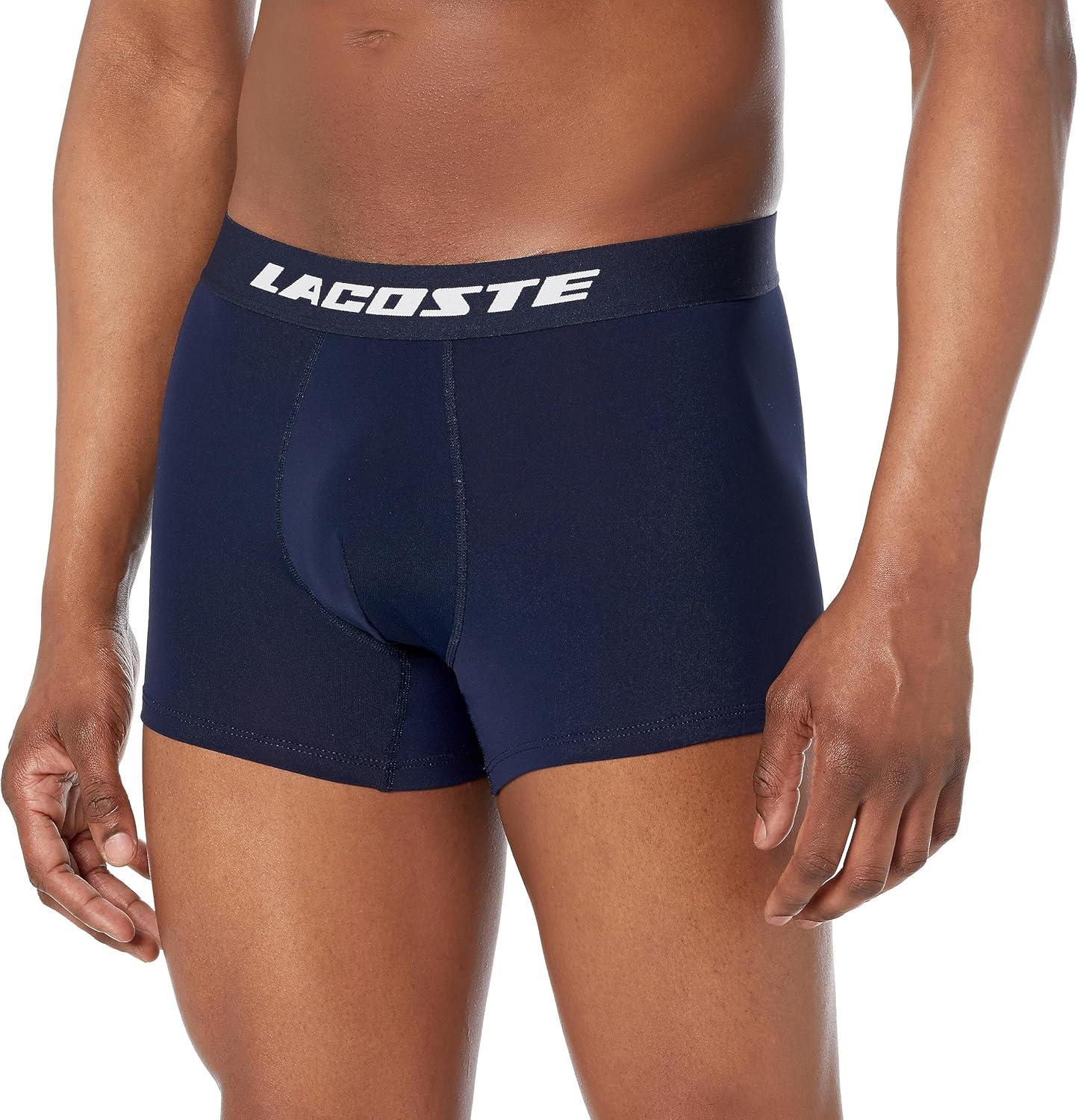 imageLacoste mens Cotton Stretch Print Animation Trunks 3packSoft MintNavy BlueArctic Blue