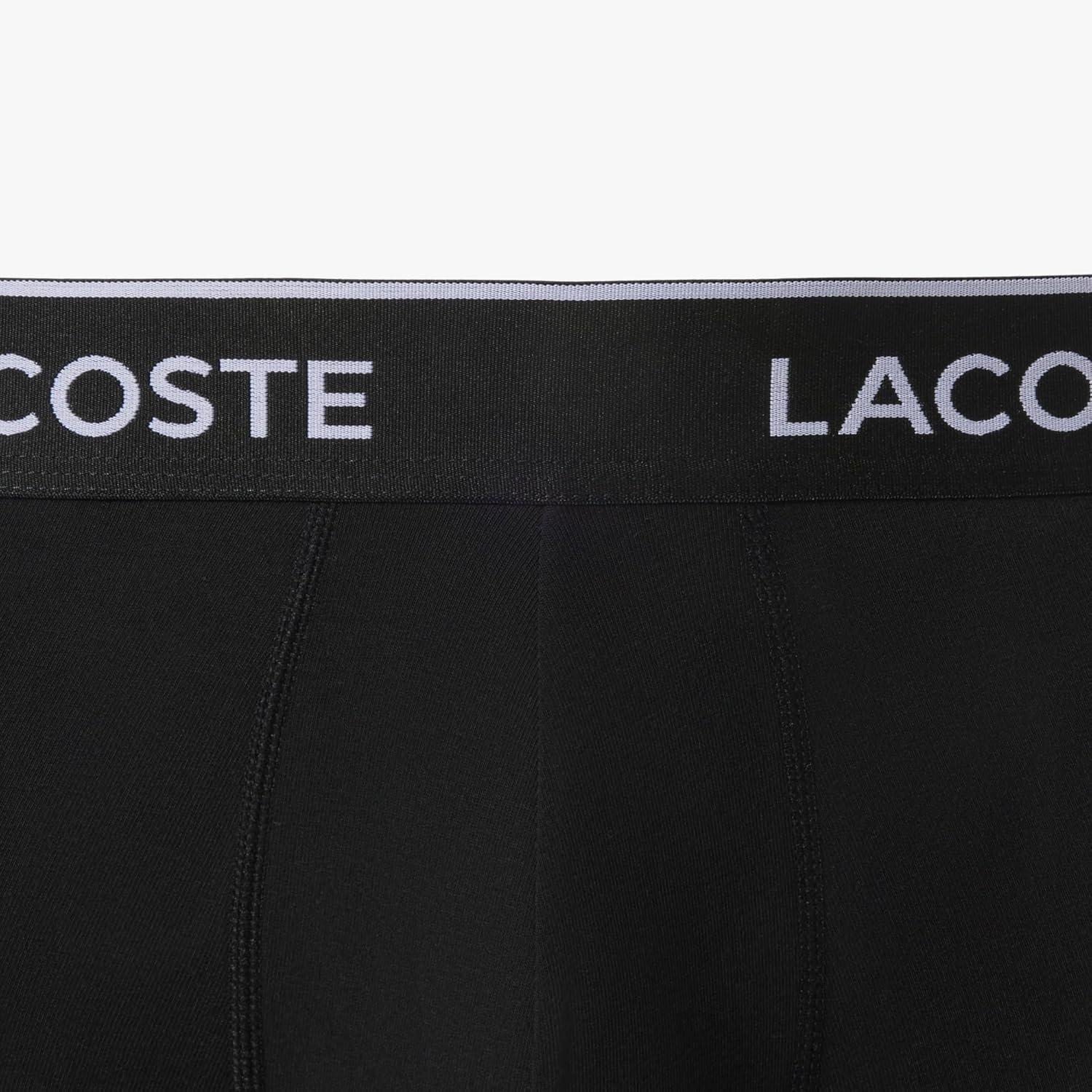 imageLacoste mens Cotton Stretch Tricolor Waistband Trunks 3packBlack With Black Waistbands