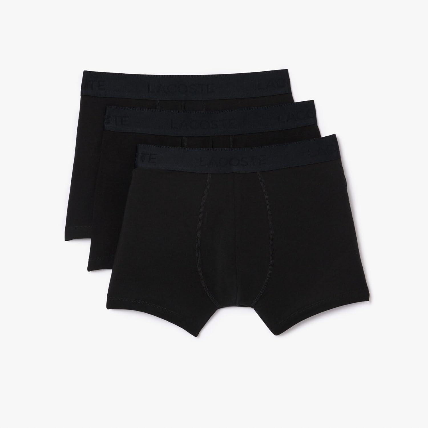imageLacoste mens Cotton Stretch Tricolor Waistband Trunks 3packBlackBlackBlack