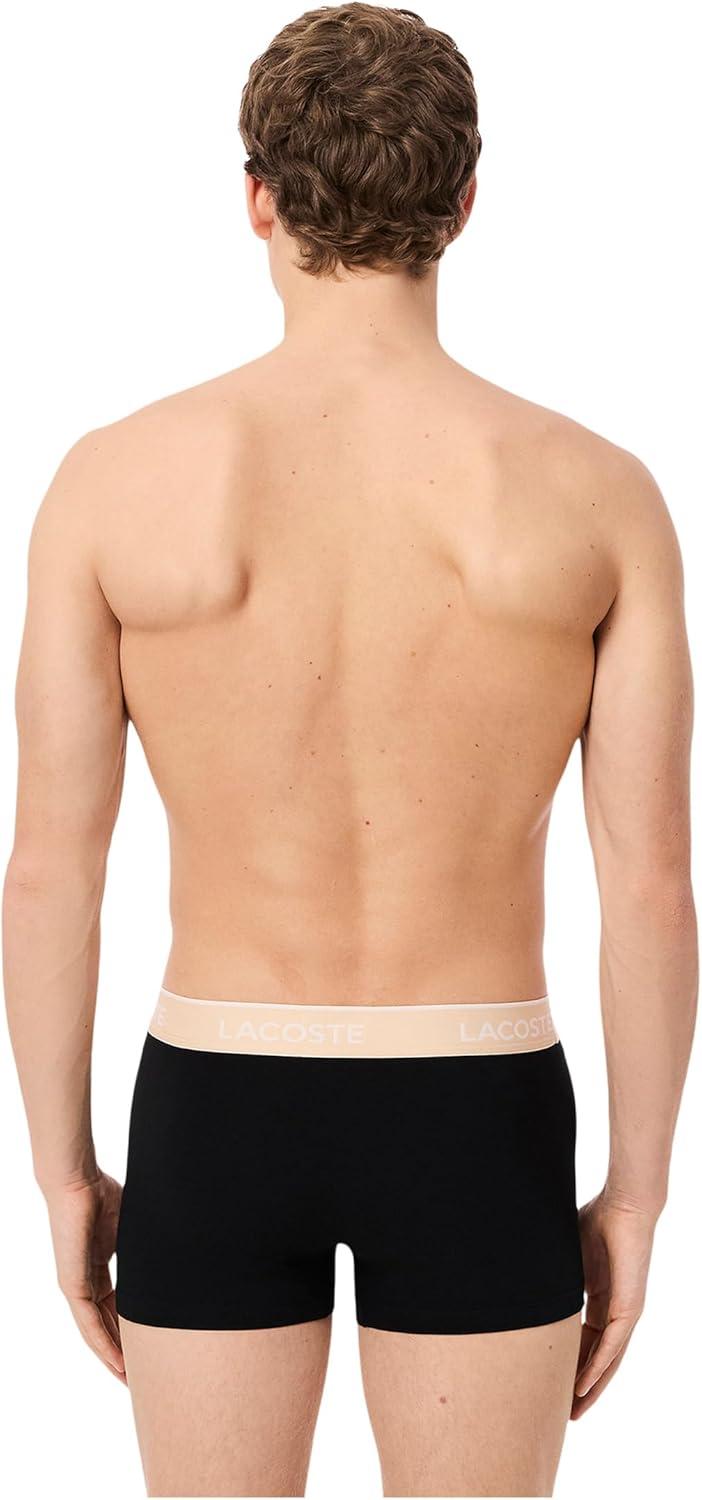 imageLacoste mens Cotton Stretch Tricolor Waistband Trunks 3packBlackBrown