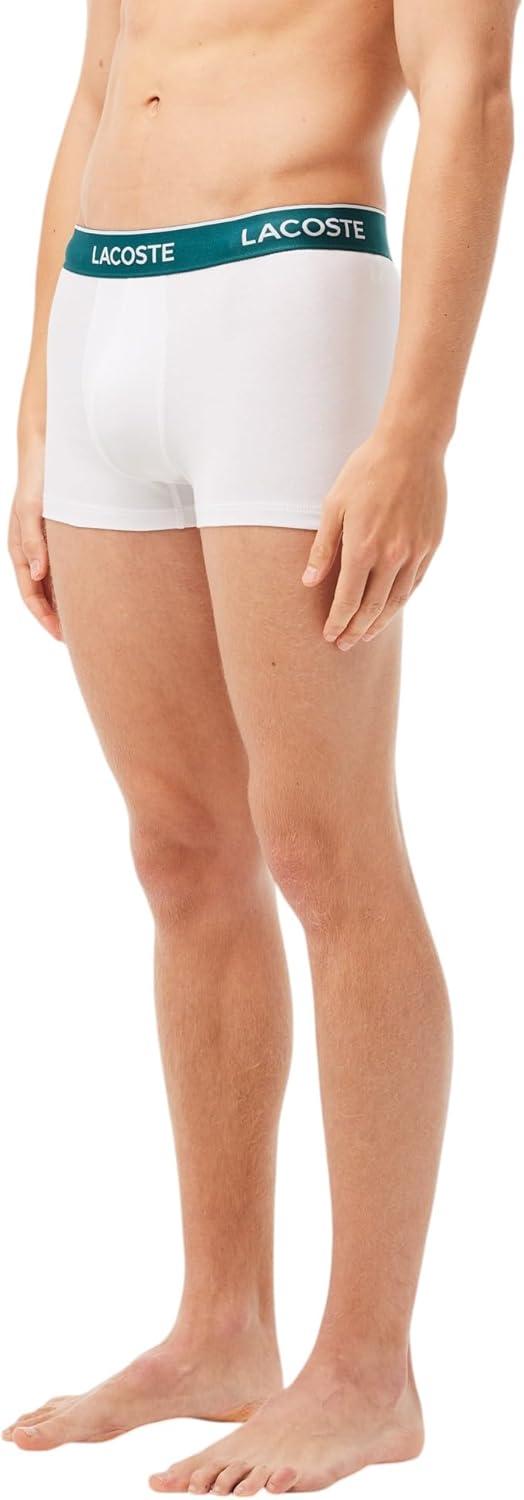 imageLacoste mens Cotton Stretch Tricolor Waistband Trunks 3packBlackWhiteGrey