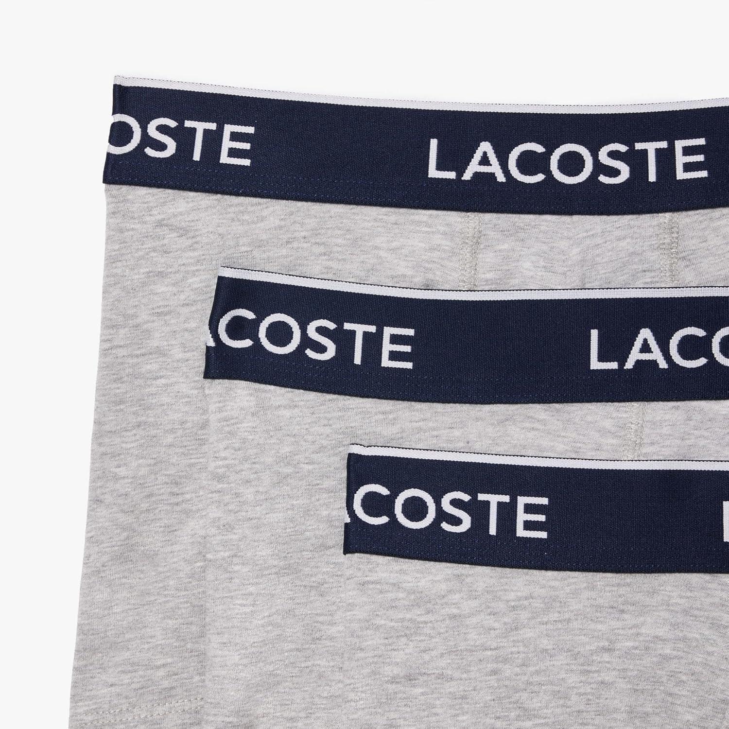 imageLacoste mens Cotton Stretch Tricolor Waistband Trunks 3packDove Grey