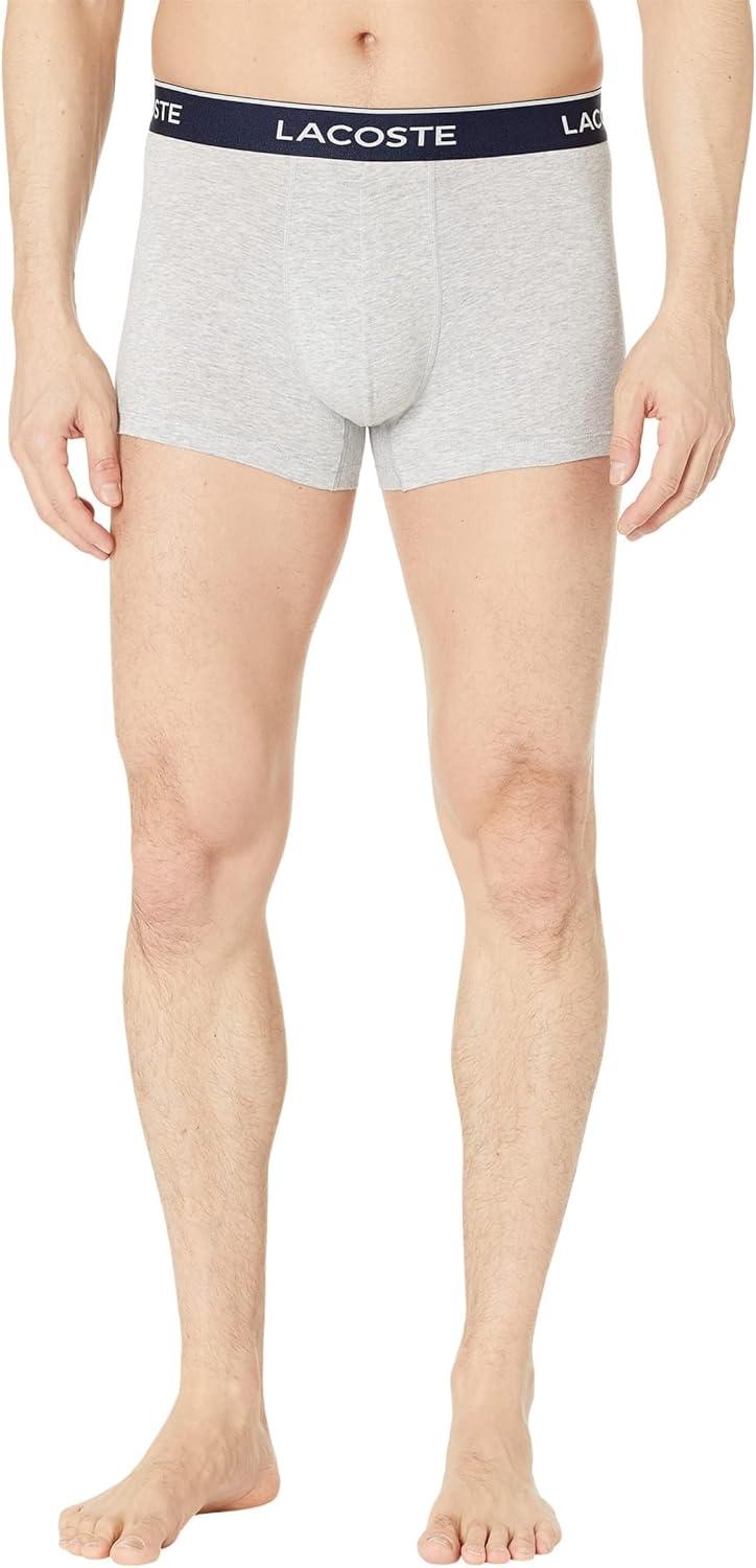 imageLacoste mens Cotton Stretch Tricolor Waistband Trunks 3packLavenderNavy BlueDove Grey