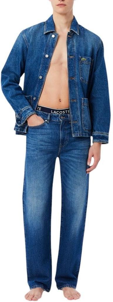 imageLacoste mens Cotton Stretch Tricolor Waistband Trunks 3packNavy BlueGreenRed