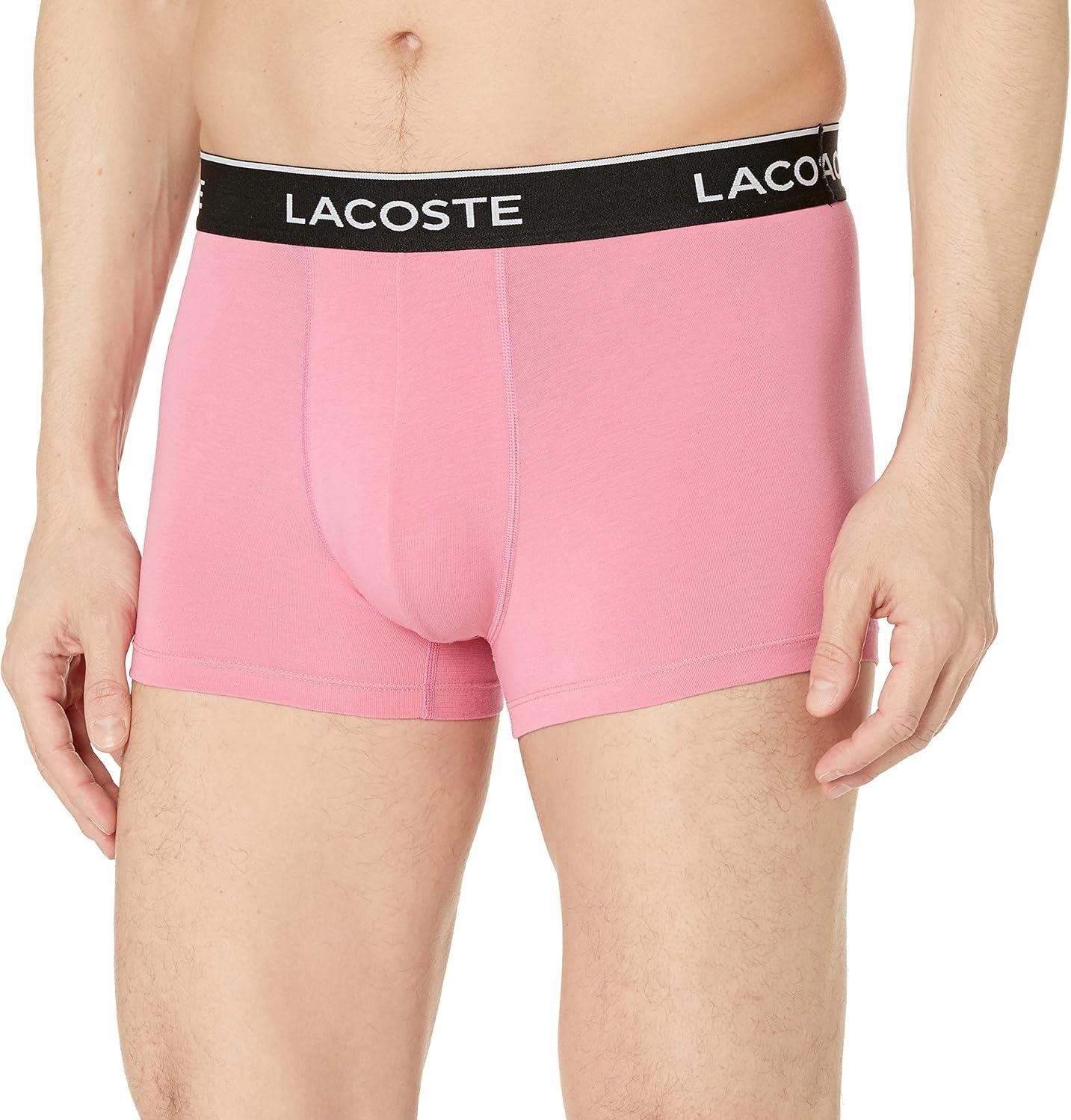 imageLacoste mens Cotton Stretch Tricolor Waistband Trunks 3packSage GreyBlackMidnight Smoke