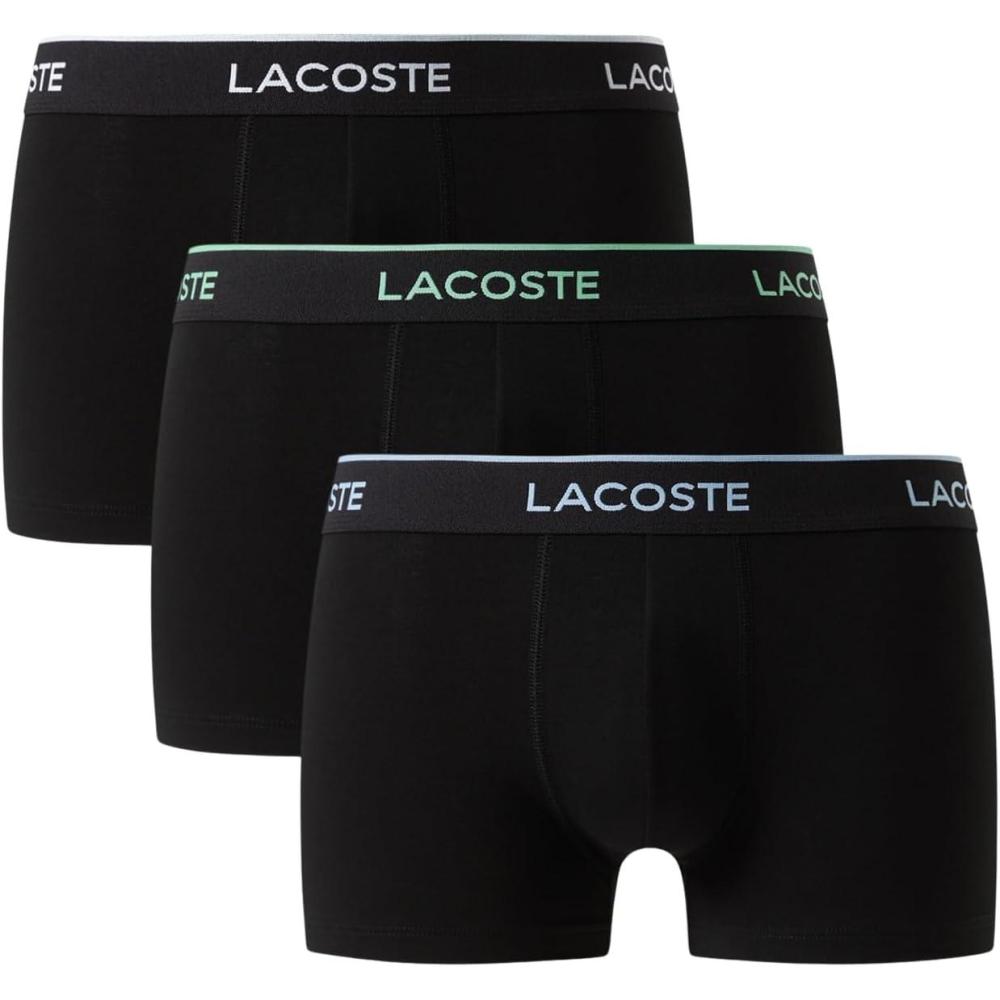 imageLacoste mens Cotton Stretch Essentials Trunks 3pack Amazon ExclusivesBlackFlamingoOverviewLiamone