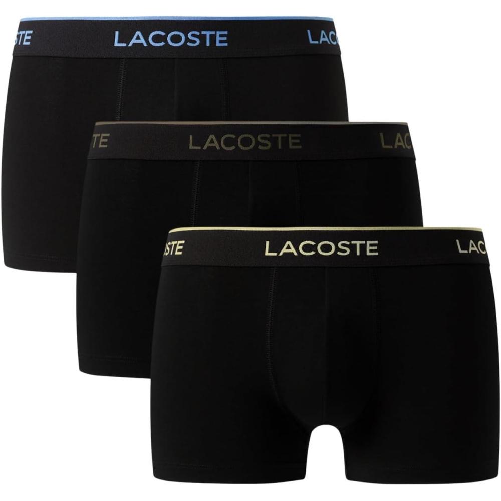 imageLacoste mens Cotton Stretch Essentials Trunks 3pack Amazon ExclusivesBlackVaporousOliveSesame