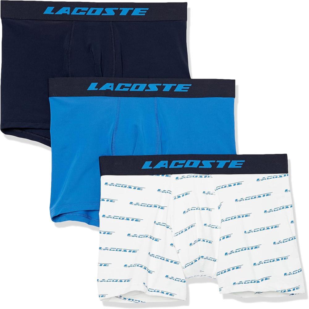 imageLacoste mens Cotton Stretch Print Animation Trunks 3packImperial BlueNavy BlueWhite