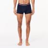 imageLacoste mens Cotton Stretch Tricolor Waistband Trunks 3packNavy BlueRoyal BlueLight Blue