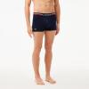 imageLacoste mens Cotton Stretch Tricolor Waistband Trunks 3packNavy BlueWhiteNavy Striped