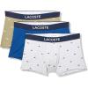 imageLacoste Mens Cotton Stretch Mini Croc Print Trunks 3packKhaki GreenGreyBlue