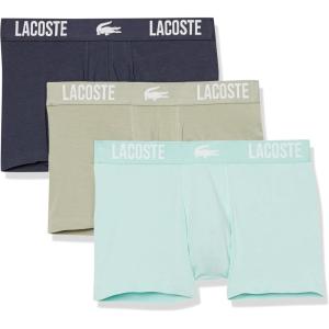 imageLacoste Mens Cotton Stretch Lacoste Croc Trunks 3PackLight KhakiBlue NightArctic Blue