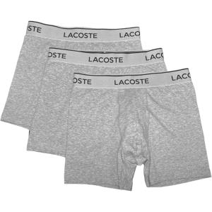 imageLacoste Mens Long Stretch Cotton Jersey Boxer Brief 3packDove Grey W White Waistband