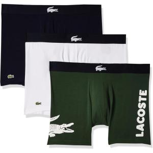 imageLacoste Mens Long Stretch Cotton Jersey Boxer Brief 3packDusty OliveNavy BlueWhite New