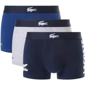 imageLacoste Mens Long Stretch Cotton Jersey Boxer Brief 3packNavy BlueWhiteDove Grey