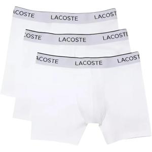 imageLacoste Mens Long Stretch Cotton Jersey Boxer Brief 3packWhite With White Waistband