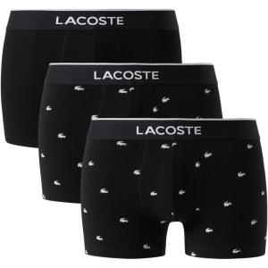 imageLacoste mens Cotton Stretch Mini Croc Print Trunks 3pack Amazon ExclusivesBlack