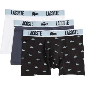 imageLacoste mens Cotton Stretch Print Animation Trunks 3packBlackGraphitewhite